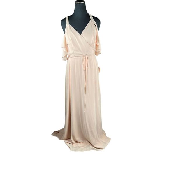 lulus easy listening blush pink cold shoulder wrap maxi dress 1xl wedding party - Picture 4 of 6